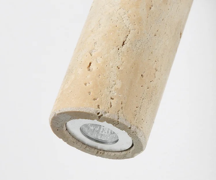 LumiSabi Travertin Natuursteen LED Plafondlamp – Moderne Wabi-Sabi Lamp - plafondlampen - zijaanzicht