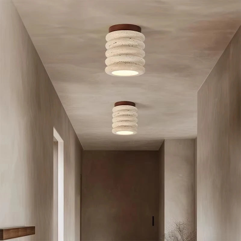 Wabi Sabi Travertin Plafondlamp - plafondlamp - zijaanzicht