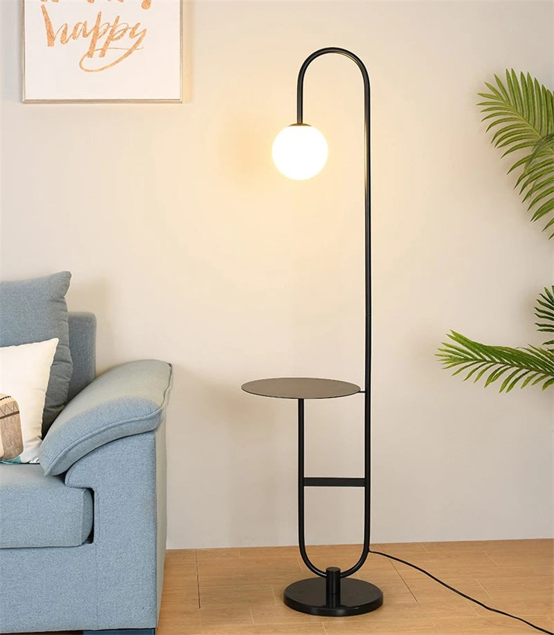 Nordic Luxe Vloerlamp met Marmeren Bijzettafel - vloerlamp - gemonteerd