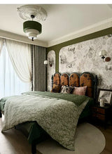 Boho Green Fabric Hanging Lamp