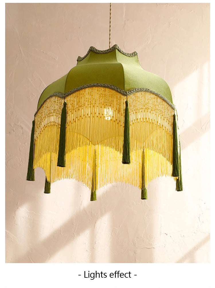 ChâteauLumière Franse Retro Koper & Stoffen Kwast Chandelier - hanglampen - sfeerbeeld