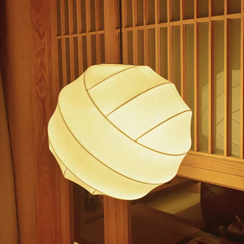 Wabi Sabi Silk Pendant Lamp – Japanese Minimalist Round Ceiling Lamp