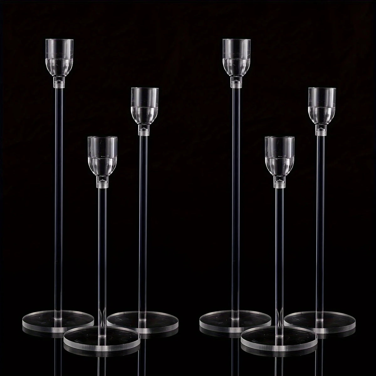 LumenAcry Heldere Acryl Kandelaar Set (3-delig) - tafellampen - close-up