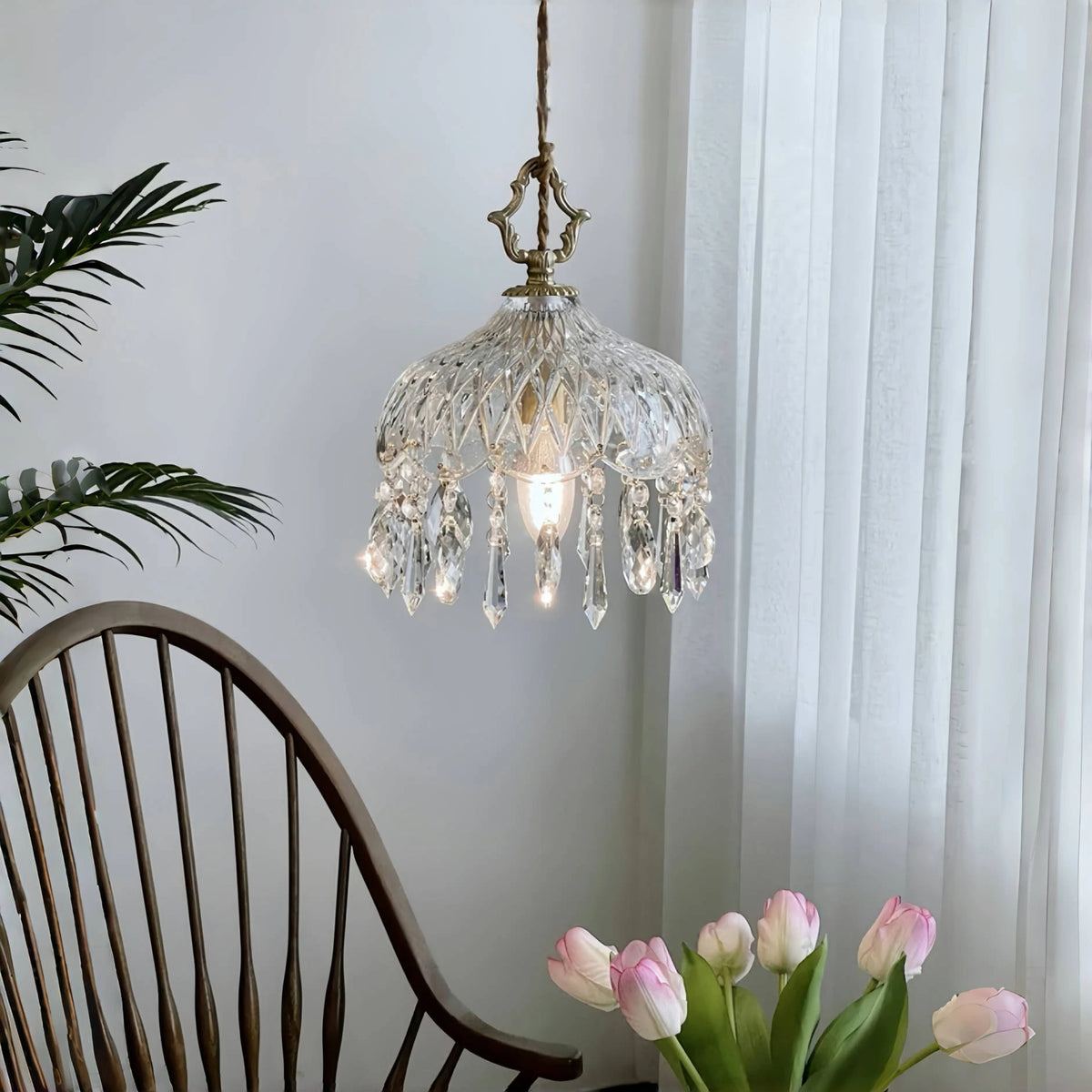 Franse Retro Glazen Hanglamp - hanglampen - detail
