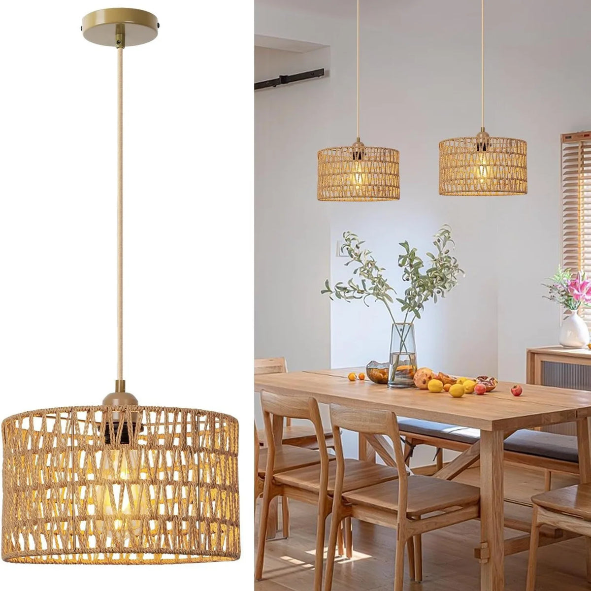 NaturaRiet Rieten Hanglamp – Authentieke Sfeer in een Modern Jasje - hanglampen - materiaaldetail