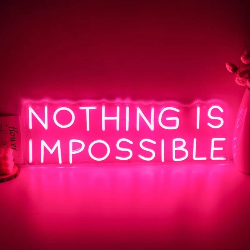 GlowInspire Customizable "NOTHING IS IMPOSSIBLE" Neon Sign 