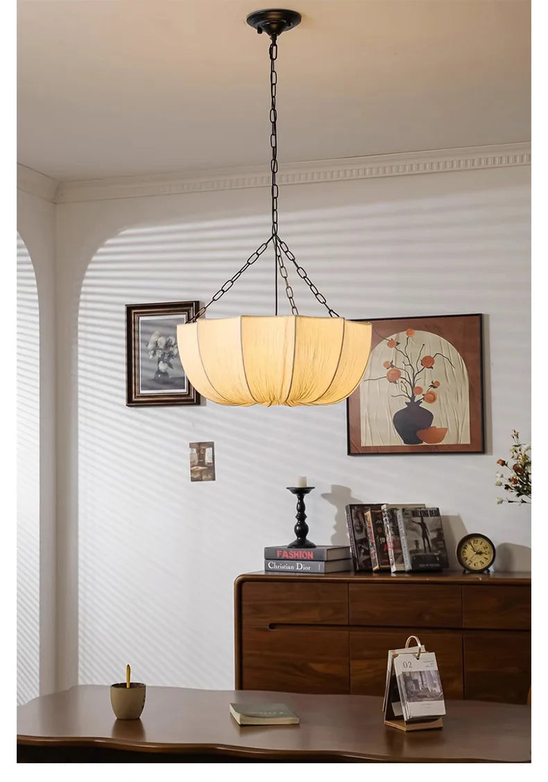 KumoWabi Japanse Wabi-Sabi Stoffen Hanglamp - plafondlamp - verlicht