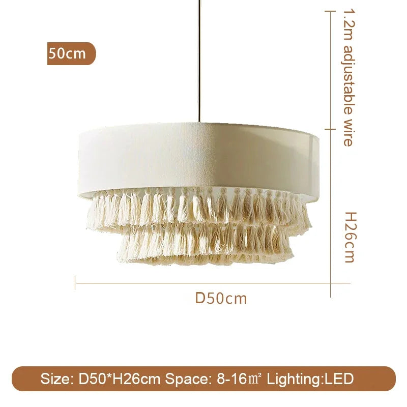 SabiGlow – Boheemse Wabi Sabi Stoffen Hanglamp - hanglampen - close-up