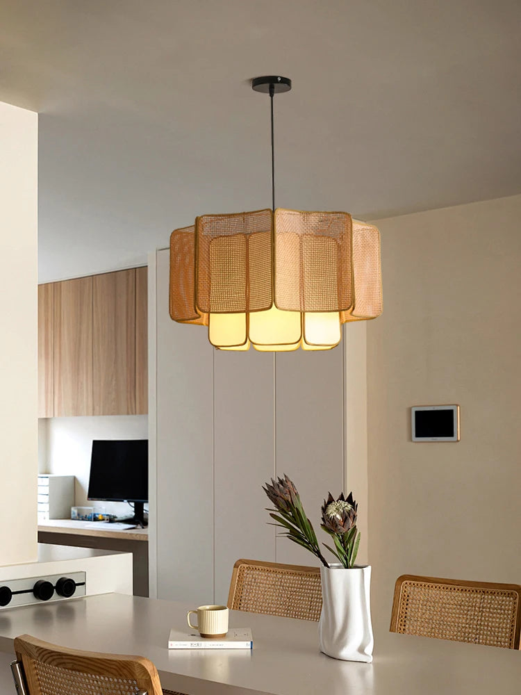 Japanse Wabi Sabi Boheemse Rotan Hanglamp - hanglampen - in de kamer