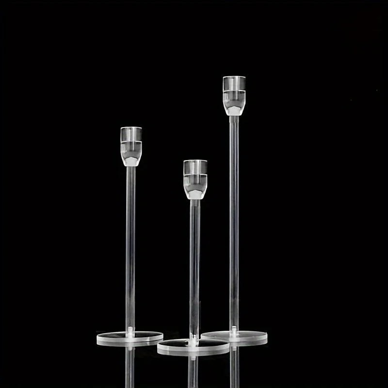 LumenAcry Heldere Acryl Kandelaar Set (3-delig) - tafellampen - zijaanzicht