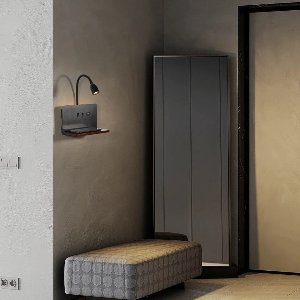 LumiCharge – Stijlvolle Wandlamp met Draadloos Opladen - wandlamp - zijaanzicht