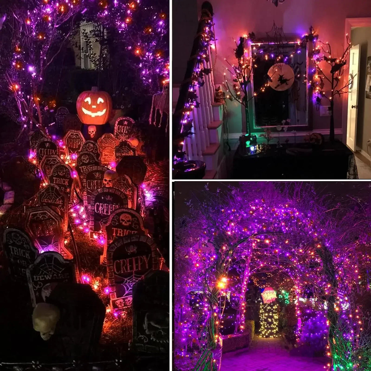 GLOWSPELL – Halloween LED Sfeerverlichting 100/200 LEDs met Zwarte Draad - buitenverlichting - afmetingen