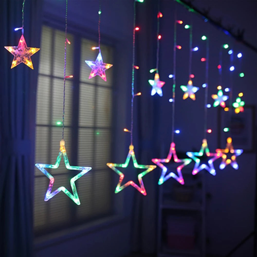 LumiSter 3.5M Sterren Gordijnverlichting – 138 LED Fairy Lights Kerstverlichting - buitenverlichting - sfeerbeeld