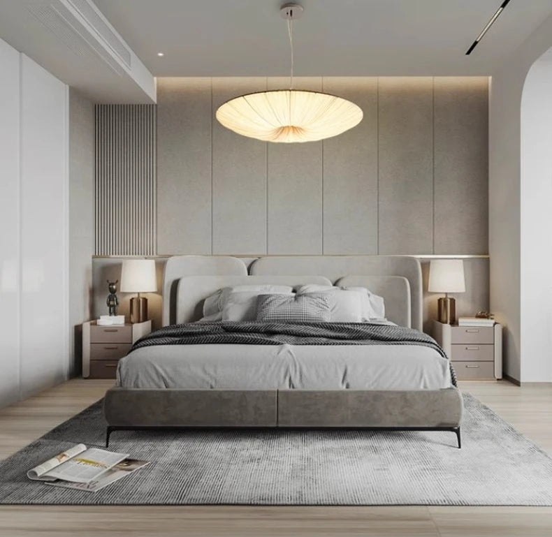 Wabi-Sabi Luxe Stoffen LED Plafondlamp – Minimalistische Rond Vliegende Schotel Hanglamp - hanglampen - in de kamer