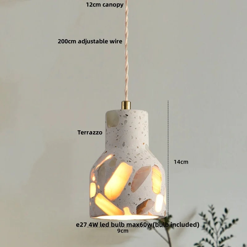 TerraLume LED Hanglamp – Moderne Terrazzo & Koper Designlamp - hanglampen - sfeerbeeld