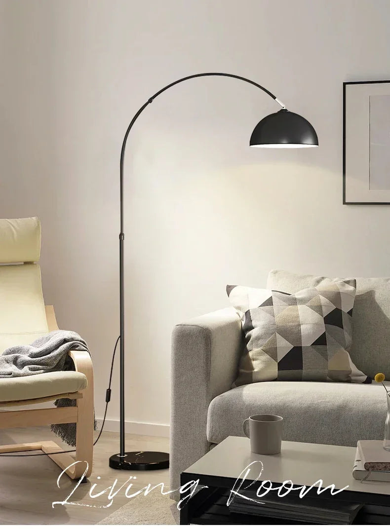Nordic Arc Luxe Vloerlamp – Minimalistische LED Staande Lamp met Marmeren Basis - vloerlampen - afmetingen
