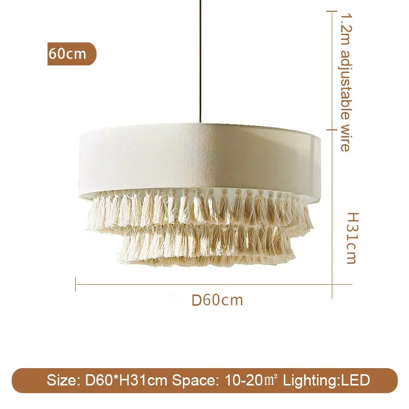 SabiGlow – Boheemse Wabi Sabi Stoffen Hanglamp - hanglampen - zijaanzicht