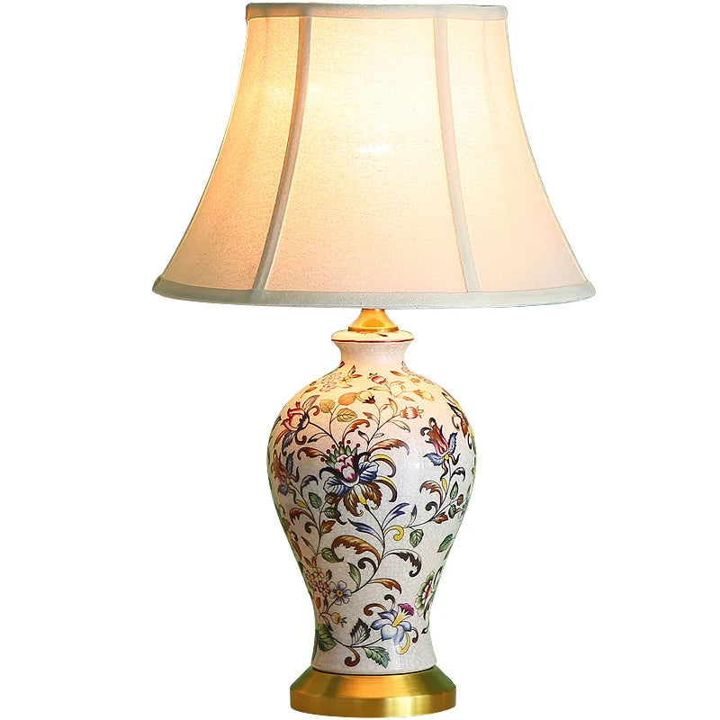 AmeriArt Handgeschilderde Keramische Tafellamp - tafellampen - close-up