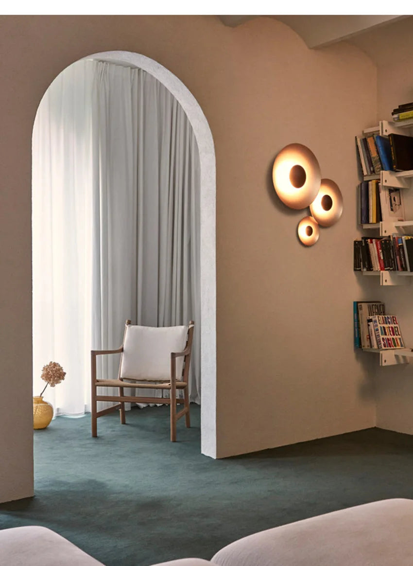 NordicGlow – Moderne Houten Rond LED Wandlamp - wandlamp - verlicht