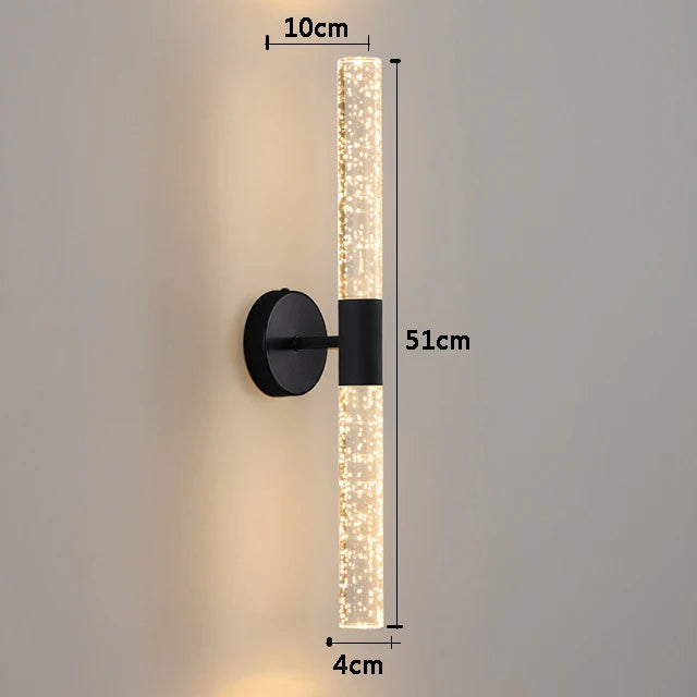 LumiGlas – Luxury LED Wall Lamp with Crystal Bubble Rod