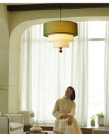 Boho Green Fabric Hanging Lamp