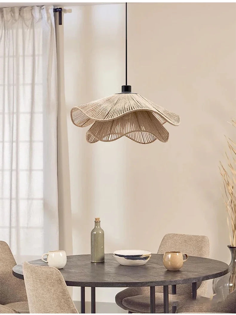 WabiRope Aura: Scandinavische Wabi Sabi Hennep Touw Hanglamp - hanglampen