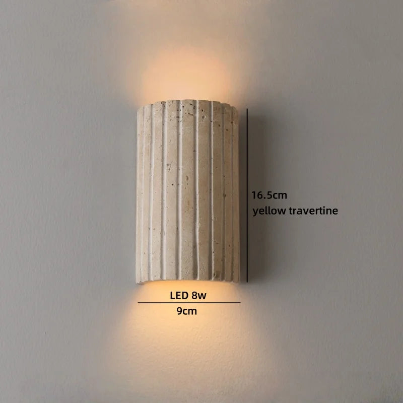 TerraLume Wabi-Sabi Travertin LED Wandlamp - wandlamp - zijaanzicht