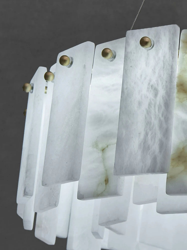 LumiMarble | Elegante Marmeren & Koperen Hanglamp - hanglampen - zijaanzicht