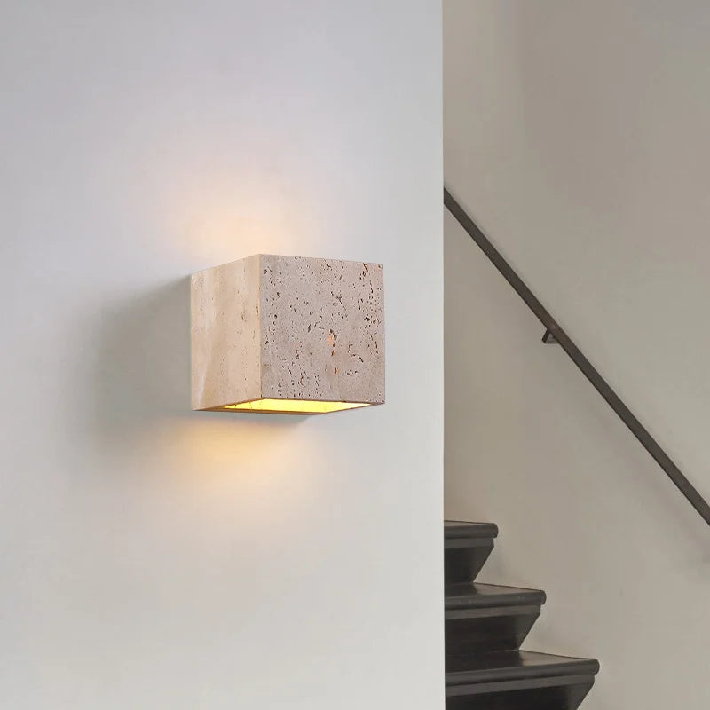 StoneBloc Buitenwandlamp – Natuurlijke Steenlook Wandlamp voor Tuin, Hal & Badkamer - buitenverlichting - detail
