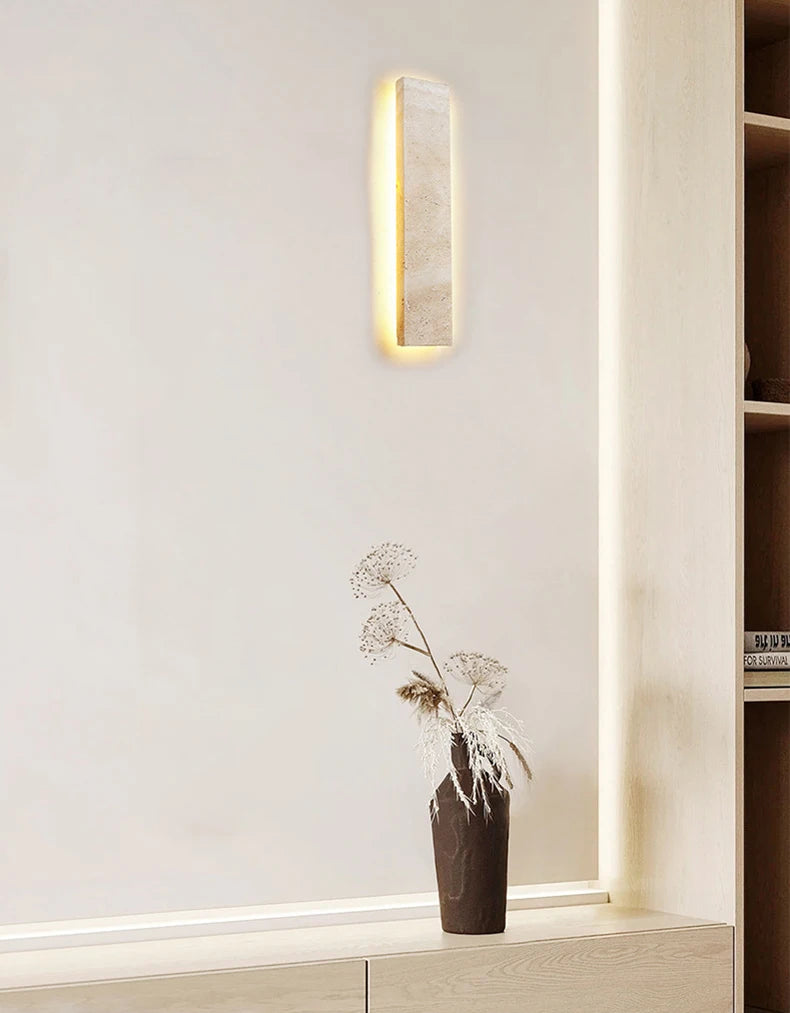 StoneGlow Recta – Moderne Wandlamp van Natuursteen - wandlamp - verlicht