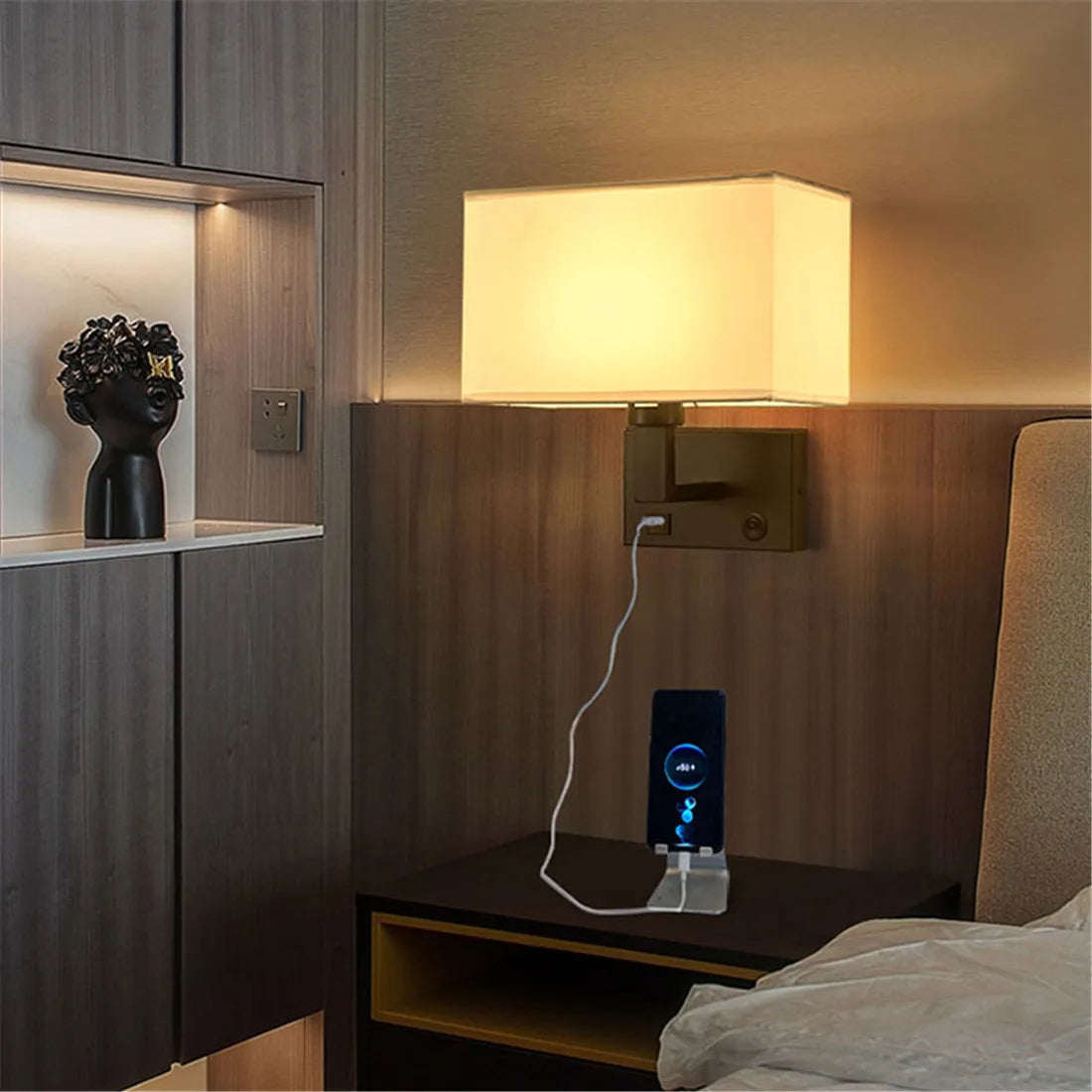 Moderne Wandlamp met Stoffen Kap - wandlampen - detail