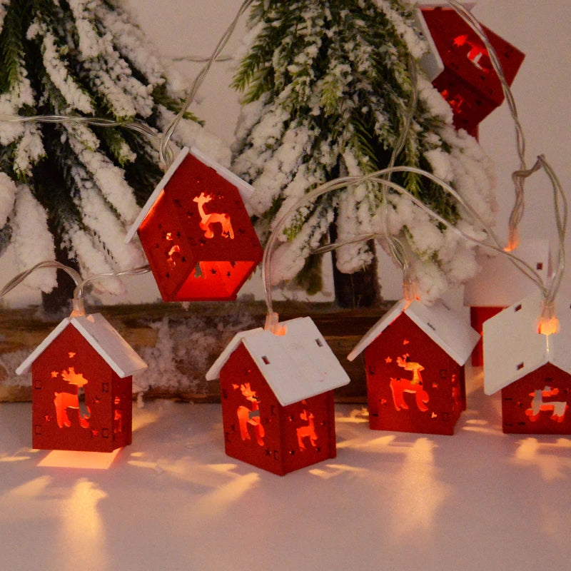 NordiHaus Houten Kersthuis LED Lichtslinger - buitenverlichting - verlicht