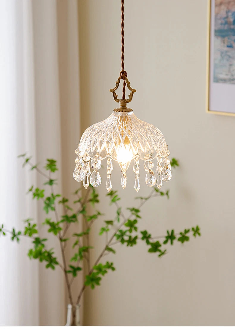 Franse Retro Glazen Hanglamp - hanglampen - materiaaldetail
