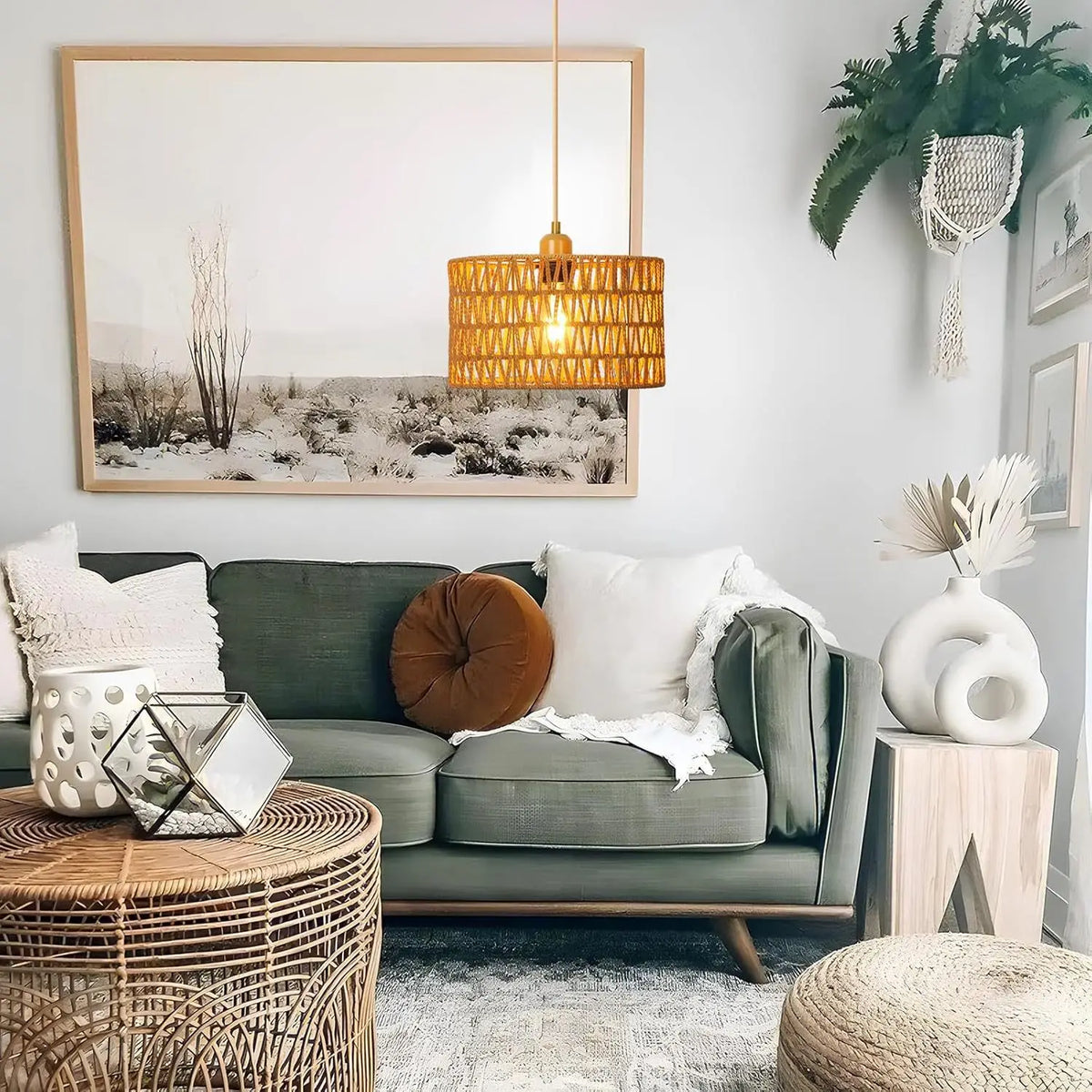NaturaRiet Rieten Hanglamp – Authentieke Sfeer in een Modern Jasje - hanglampen - gemonteerd