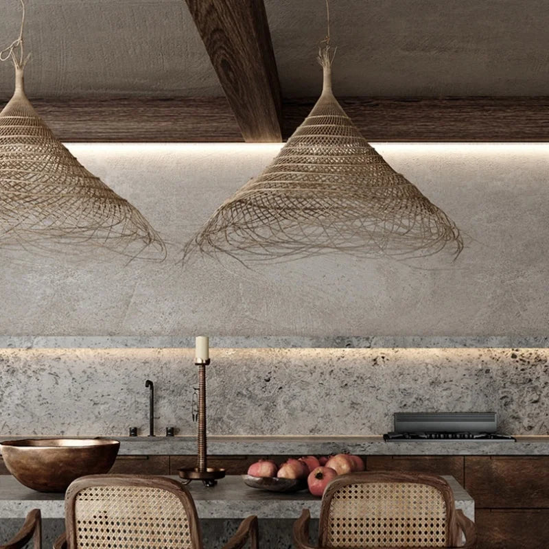 RattanAura Wabi-Sabi Pendant Lamp – Japanese LED Pendant Lamp with Rat Design