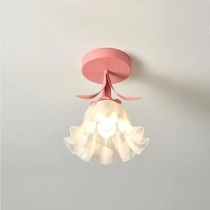 Eenvoudige Tiffany Plafondlamp Met Minibloemen - plafondlamp - close-up