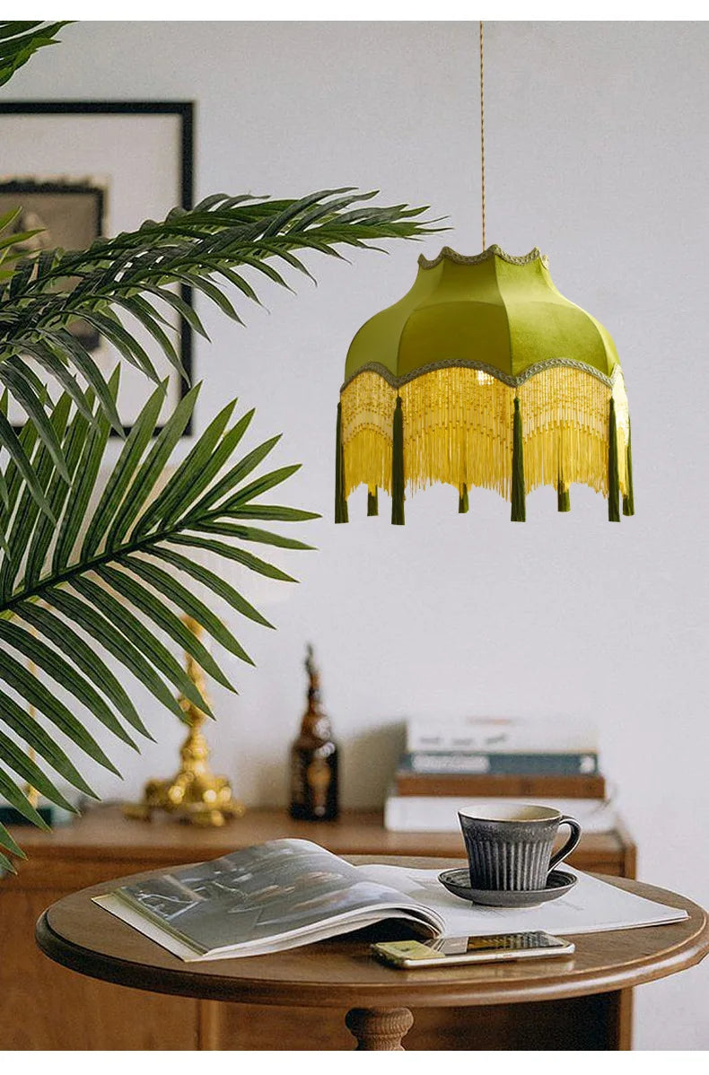 ChâteauLumière Franse Retro Koper & Stoffen Kwast Chandelier - hanglampen - gemonteerd