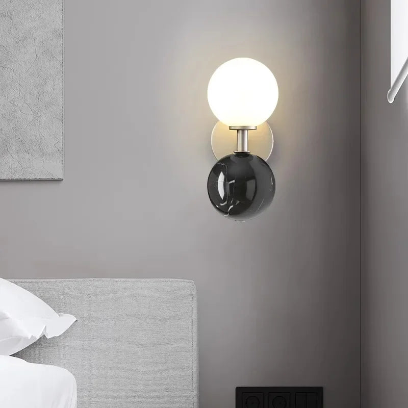 Nordic Marble Glow – Luxe LED Wandlamp van Marmer - wandlamp - detail