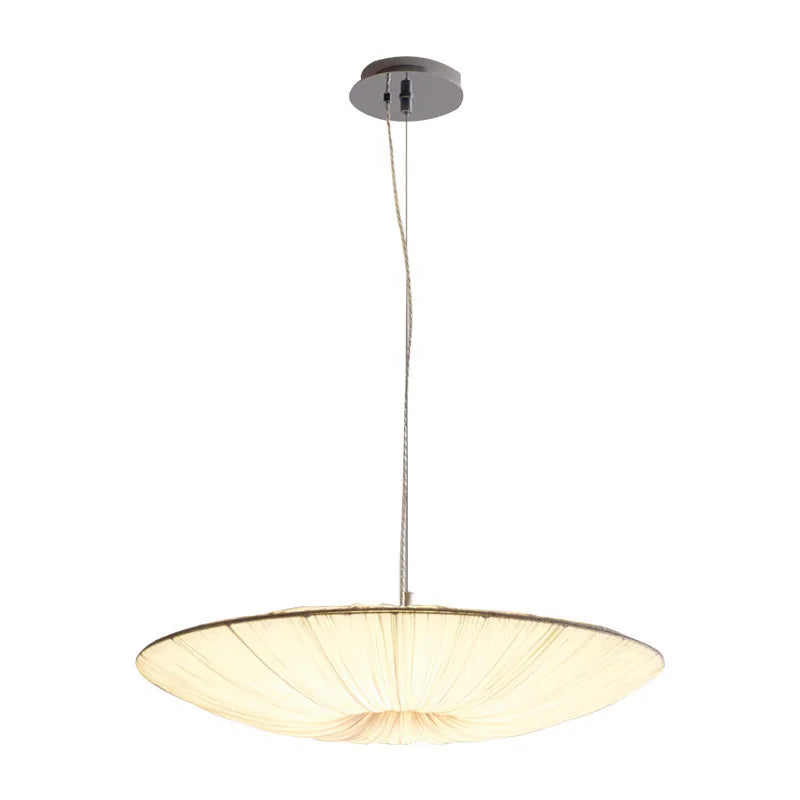 Wabi-Sabi Luxe Stoffen LED Plafondlamp – Minimalistische Rond Vliegende Schotel Hanglamp - hanglampen - verlicht
