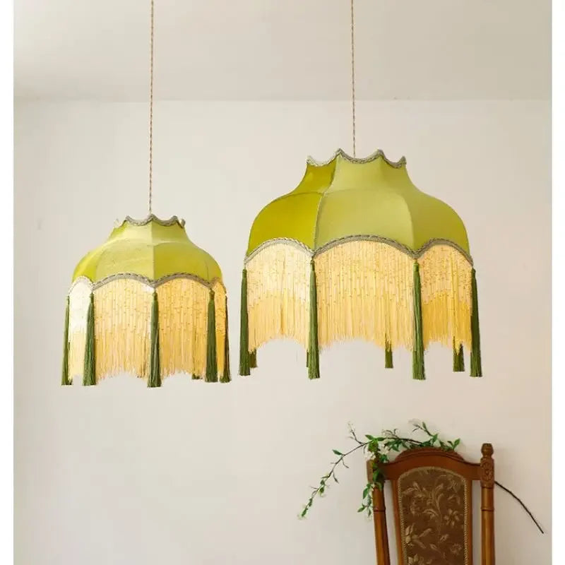 ChâteauLumière Franse Retro Koper & Stoffen Kwast Chandelier - hanglampen - afmetingen