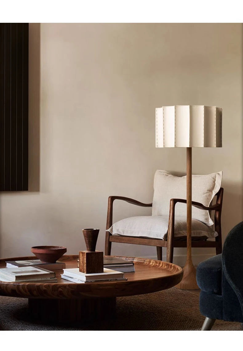 Wabi Sabi Houten Staande Vloerlamp - wandlamp - verlicht