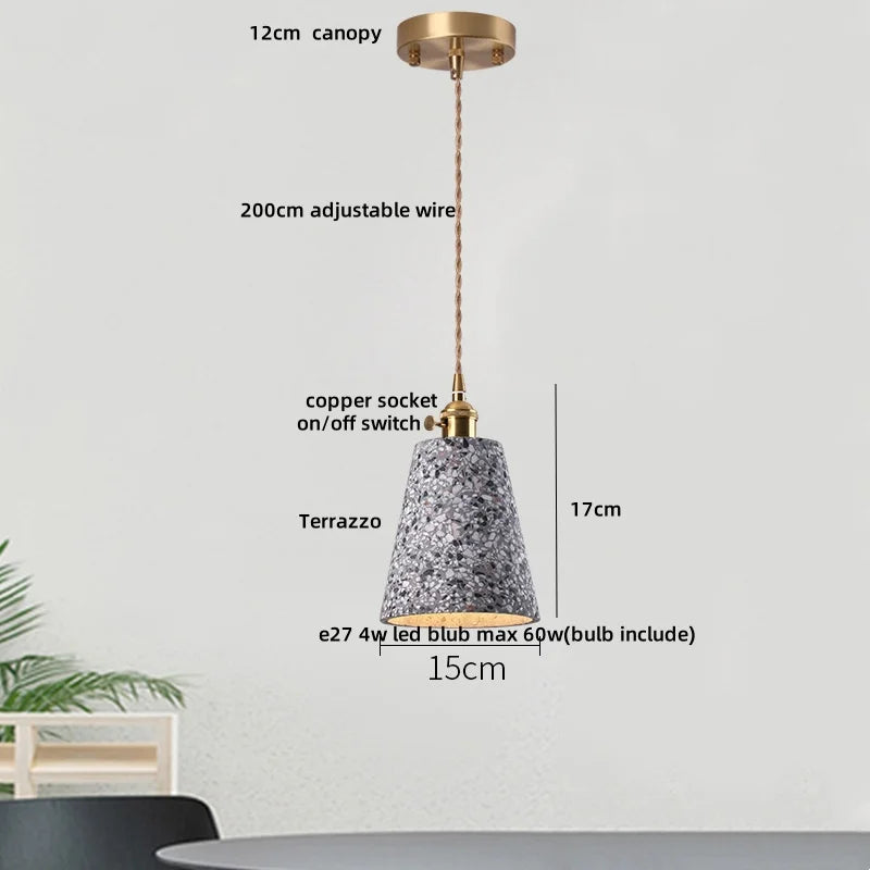 TerraLume LED Hanglamp – Moderne Terrazzo & Koper Designlamp - hanglampen - sfeerbeeld