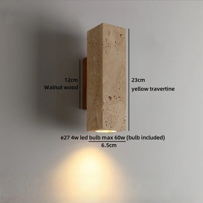 TerraLume Wabi-Sabi Travertin LED Wandlamp - wandlamp - gemonteerd