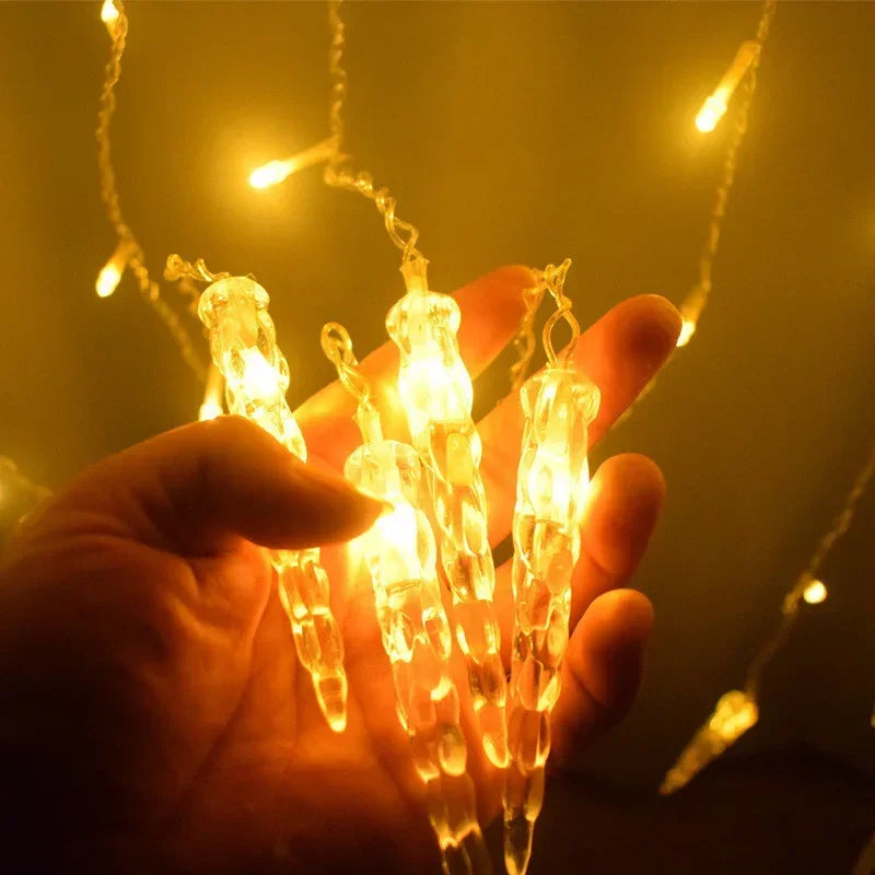 LumaSneeuw 4M LED Sneeuwvlok Gordijnverlichting – Kerst IJspegel Sfeerverlichting - buitenverlichting - materiaaldetail