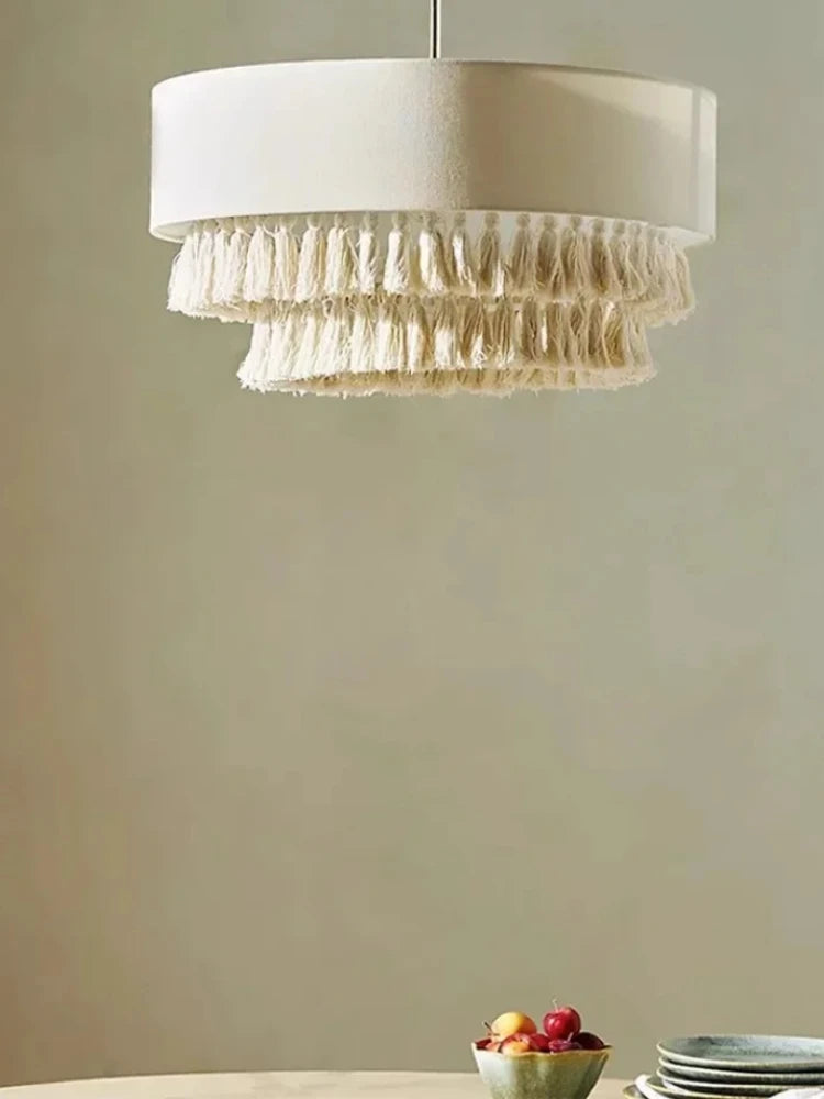 SabiGlow – Boheemse Wabi Sabi Stoffen Hanglamp - hanglampen - close-up