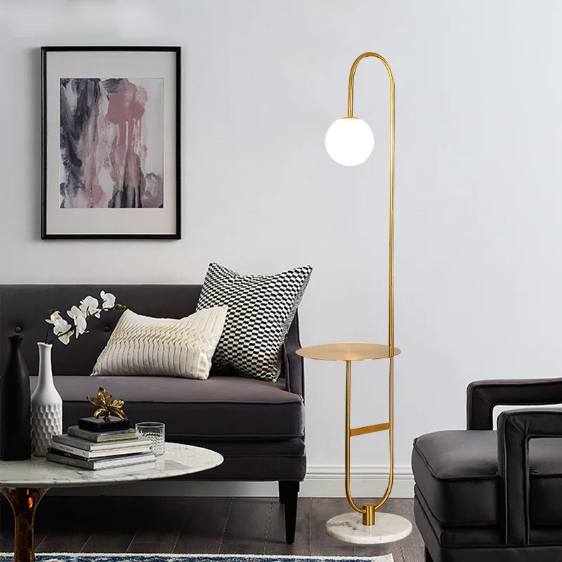 Nordic Luxe Vloerlamp met Marmeren Bijzettafel - vloerlamp - detail