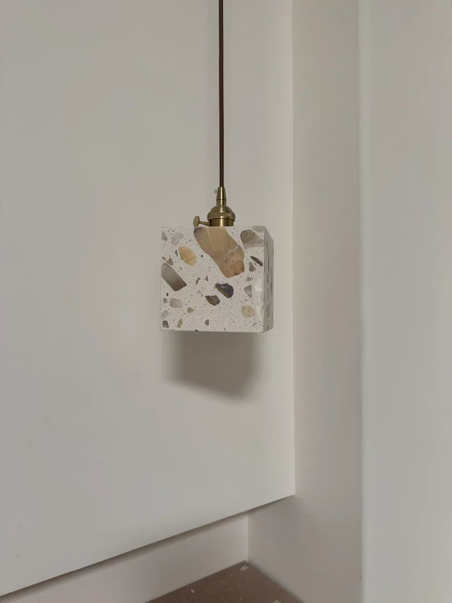 TerraLume LED Hanglamp – Moderne Terrazzo & Koper Designlamp - hanglampen - gemonteerd