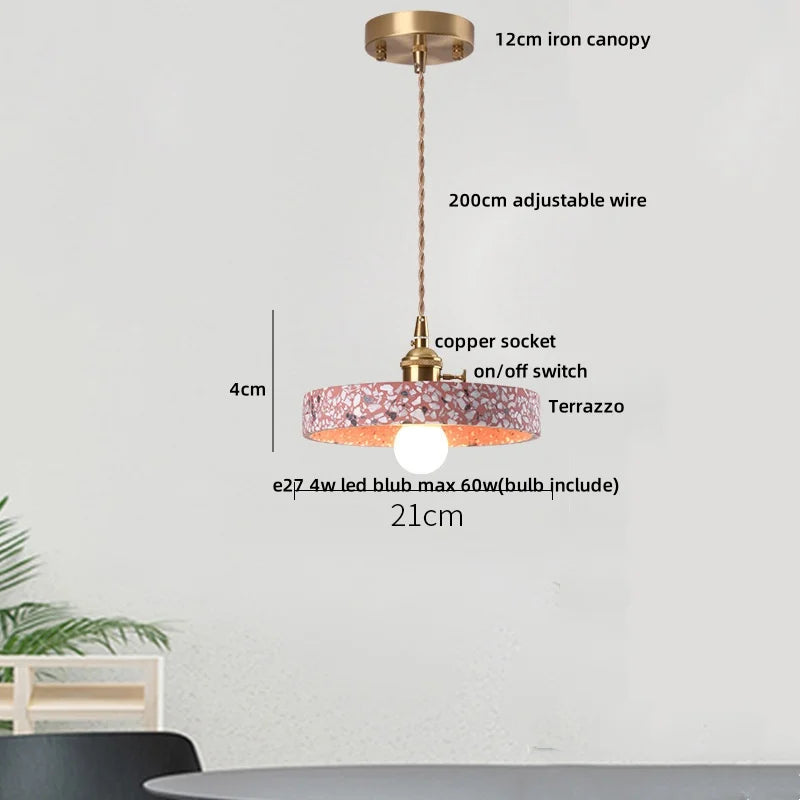 TerraLume LED Hanglamp – Moderne Terrazzo & Koper Designlamp - hanglampen - close-up