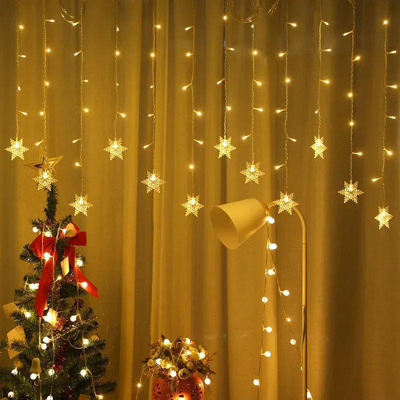 LumaSneeuw 4M LED Sneeuwvlok Gordijnverlichting – Kerst IJspegel Sfeerverlichting - buitenverlichting - afmetingen