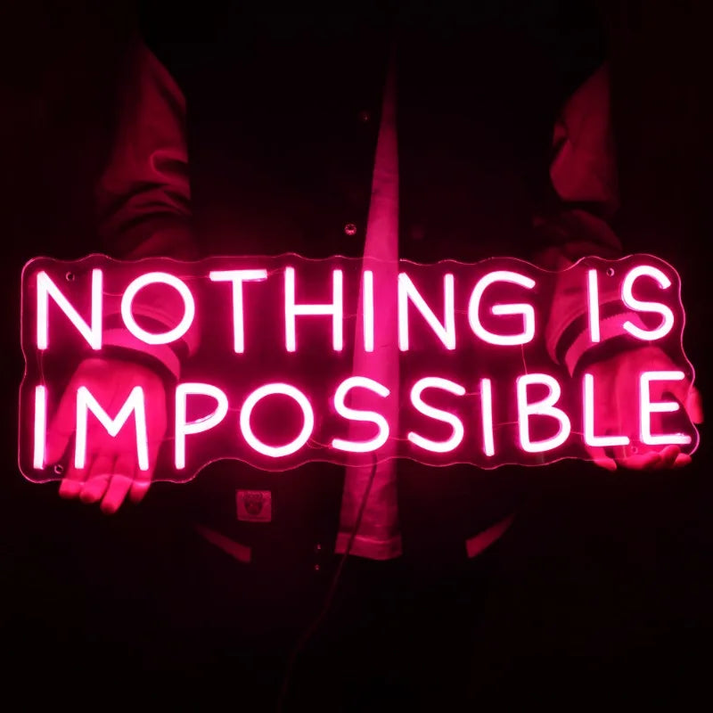 GlowInspire Aanpasbaar "NOTHING IS IMPOSSIBLE" Neon Bord - wandlamp